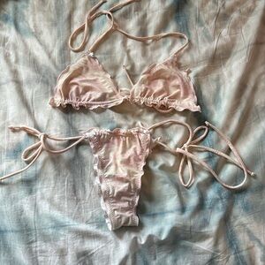 Pink Ruffled Bikini Set